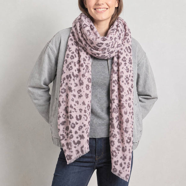 Sketched Leopard Print Lightweight Scarf in Dusty Pink - Hauslife