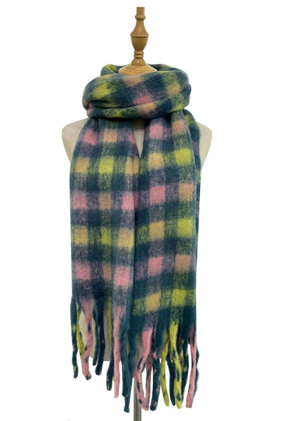 Soft Check Blanket Wrap Tassel Scarf - Hauslife