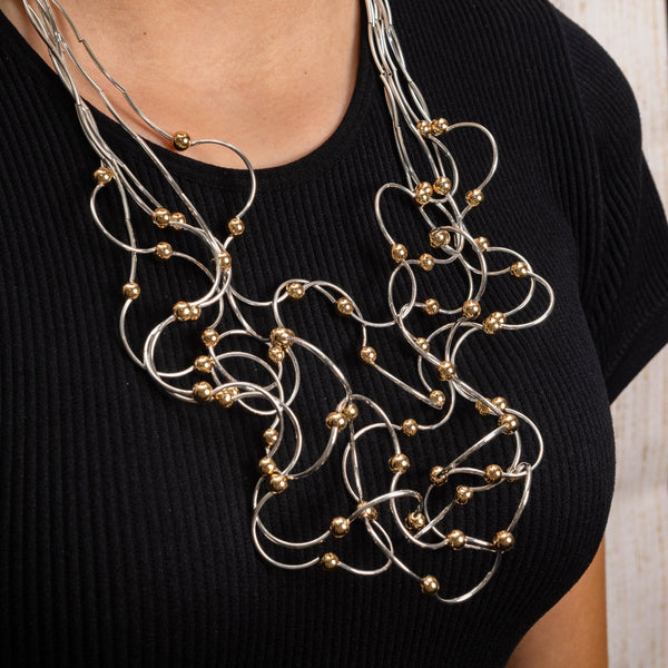 Statement Wire Necklace With Bead Decoration - Hauslife