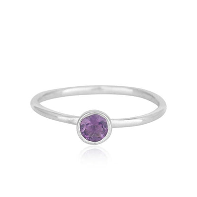 Sterling Silver Ring With Inset Amethyst - Hauslife