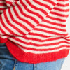 Striped Long Sleeve Italian Wool Blend Jumper in Red/Cream - Hauslife
