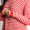Striped Long Sleeve Italian Wool Blend Jumper in Red/Cream - Hauslife