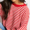 Striped Long Sleeve Italian Wool Blend Jumper in Red/Cream - Hauslife