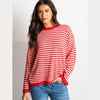 Striped Long Sleeve Italian Wool Blend Jumper in Red/Cream - Hauslife