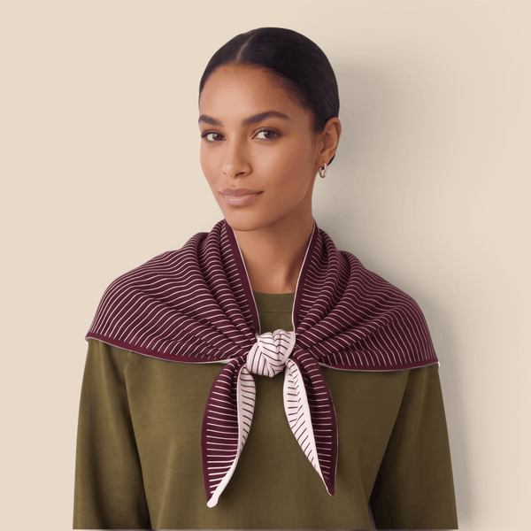 Striped Reversible Triangle Wool Blend Scarf - Hauslife