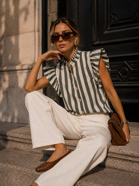 Striped Ruffled Shirt - Hauslife