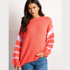 Striped Sleeve Italian Wool Blend Jumper in Coral/Lilac - Hauslife