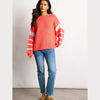 Striped Sleeve Italian Wool Blend Jumper in Coral/Lilac - Hauslife
