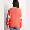 Striped Sleeve Italian Wool Blend Jumper in Coral/Lilac - Hauslife