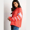 Striped Sleeve Italian Wool Blend Jumper in Coral/Lilac - Hauslife