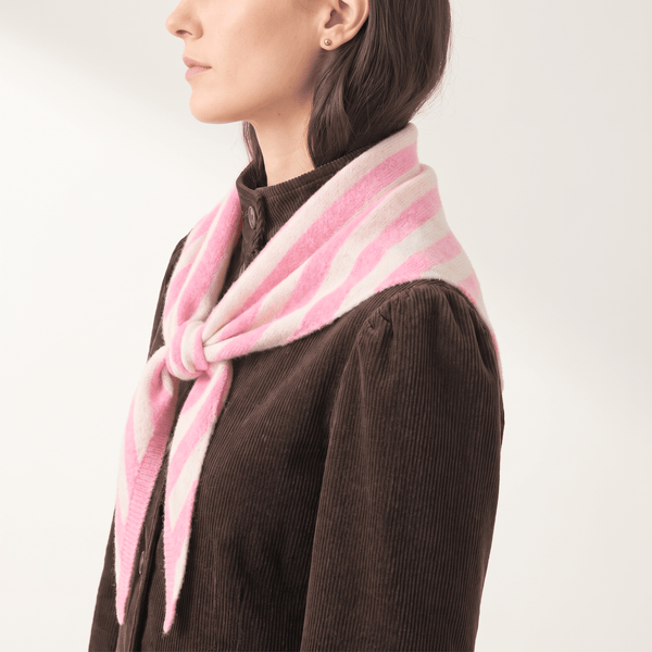 Striped Triangle Heavyweight Scarf in Light Pink/Cream - Hauslife