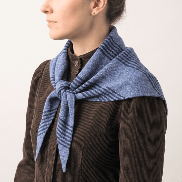Striped Triangle Heavyweight Scarf in Navy/Denim - Hauslife