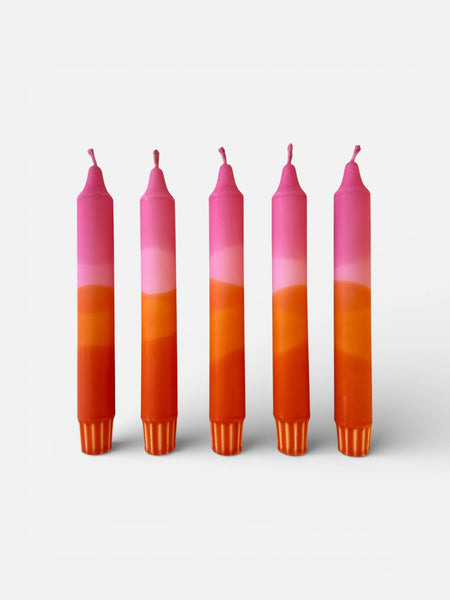 ‘Sunset’ Hand Dipped Orange & Pink Dinner Candles - Hauslife