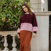 Taz Recycled Cotton Mix Two Tone Jumper - Burgundy - Hauslife
