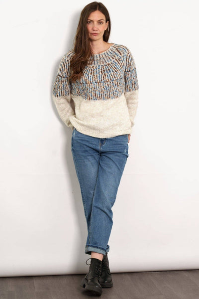 Tilda Wool Blend Jumper - Cream/Blue, Scandi - Hauslife
