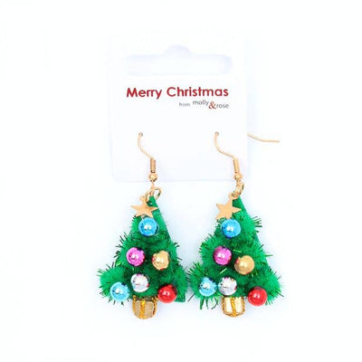 Tinsel Christmas Tree Earrings - Hauslife