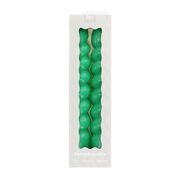 Twisted Candles (Pack of 2) - Dark Green - Hauslife