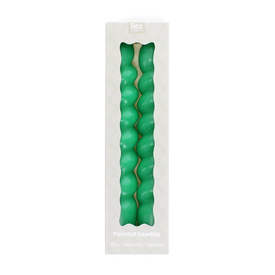 Twisted Candles (Pack of 2) - Dark Green - Hauslife