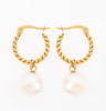 Twisted Rope Pearl Hoop Earrings - Hauslife