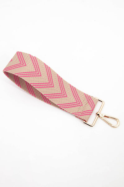 Two Tone Chevron Print Woven Wrist Strap in Pink - Hauslife