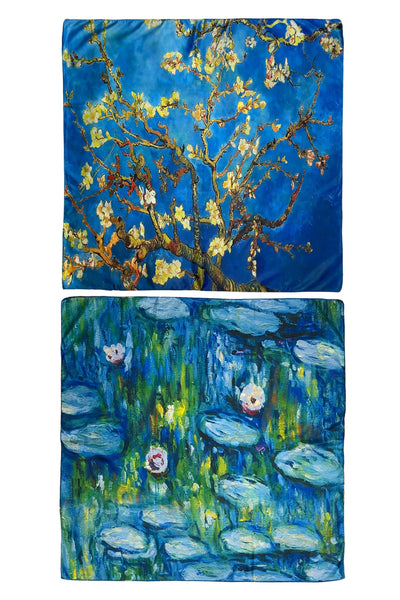 Van Gogh / Monet Reversible Silk Square Scarf - Hauslife