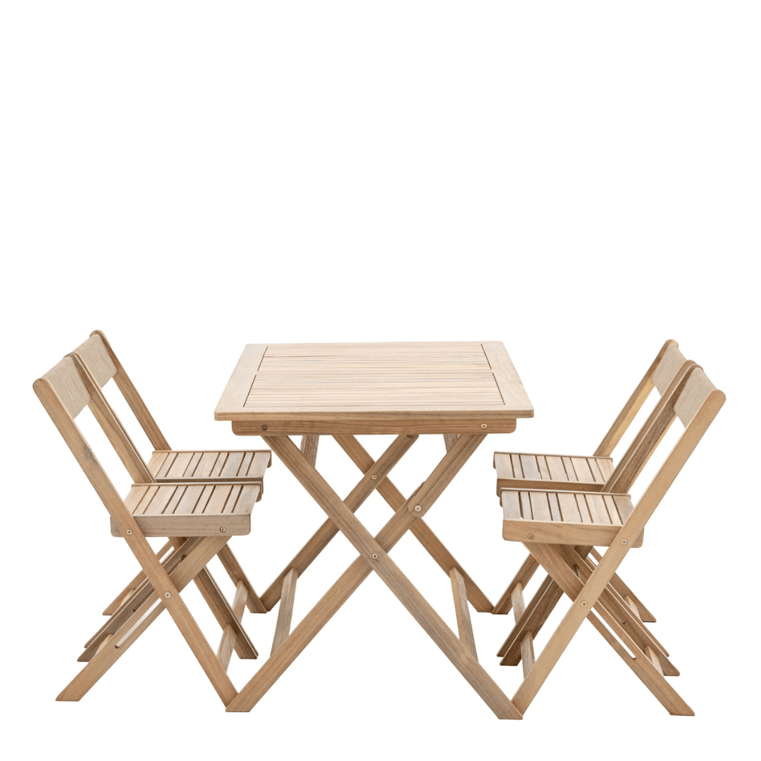 Walcot Acacia Folding Dining Set – Space - Saving 4 Seat Garden Table &amp; Chairs - Hauslife