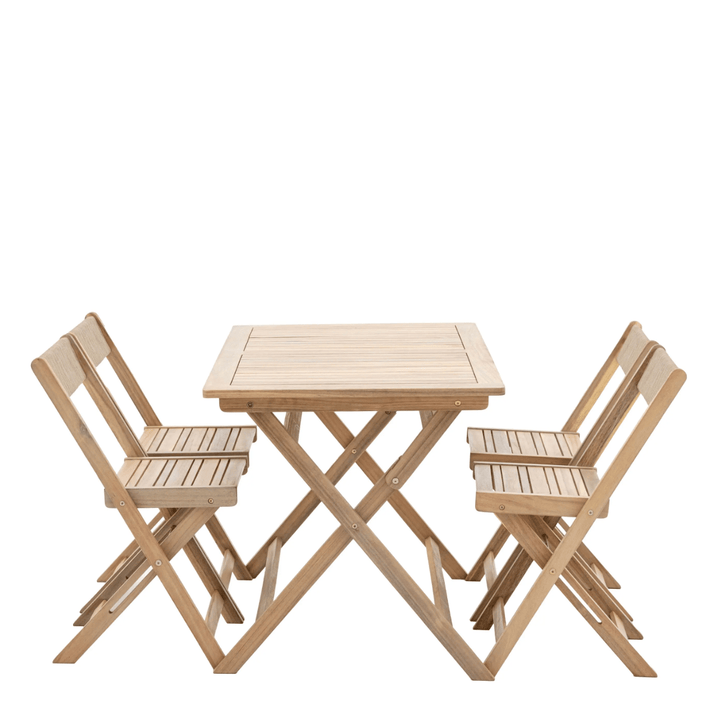 Walcot Acacia Folding Dining Set – Space - Saving 4 Seat Garden Table &amp; Chairs - Hauslife