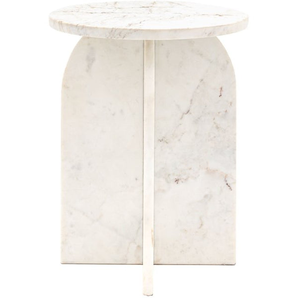 Walcot Marble Side Table - White - Hauslife