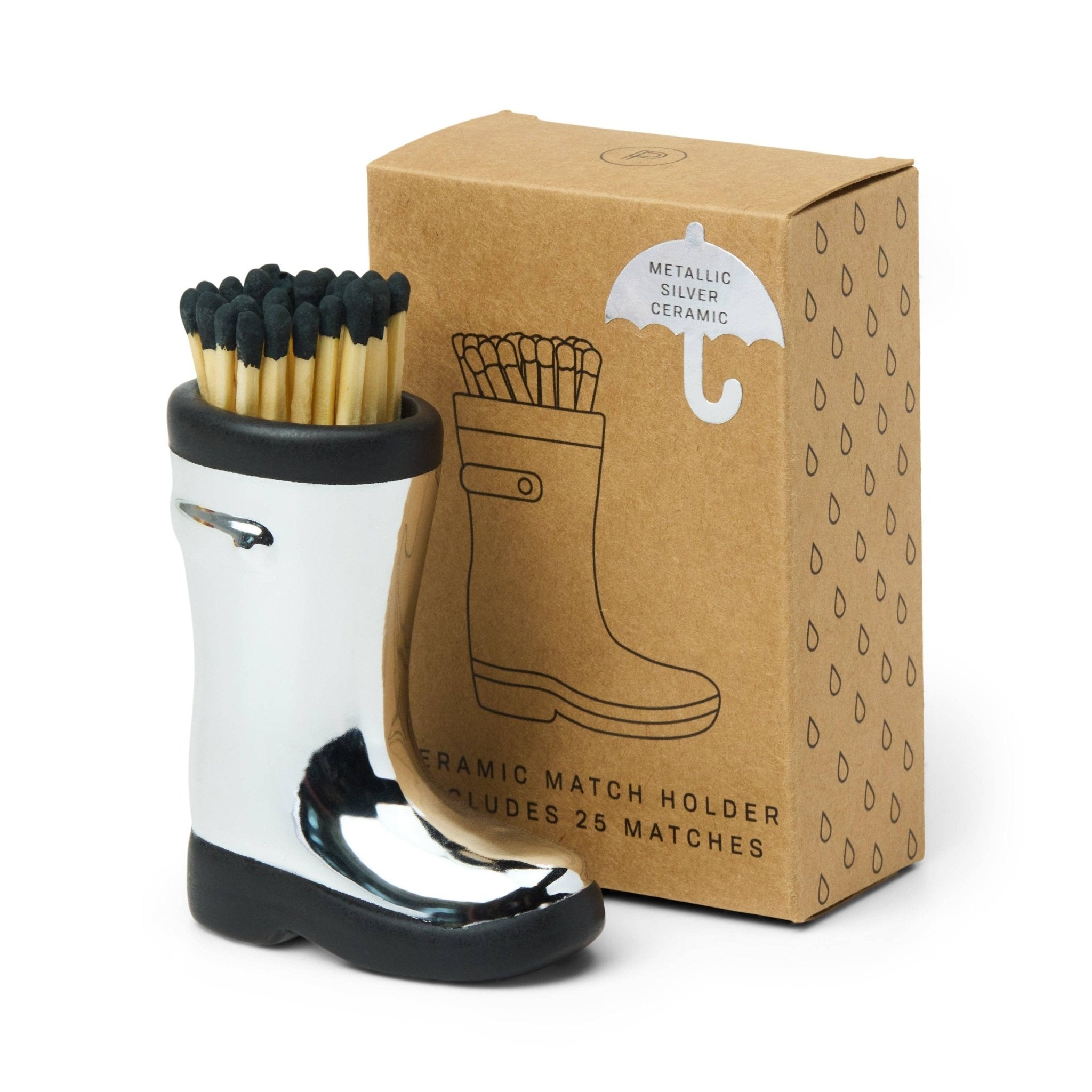 Wellington Boot Matches Holder - Chrome – Hauslife