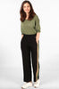 Wide Leg Double Stripe Trousers - Black - Hauslife