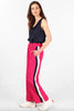 Wide Leg Double Stripe Trousers - Hot Pink - Hauslife