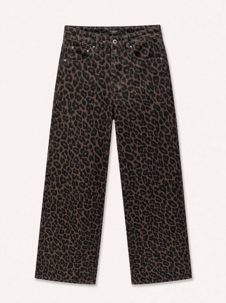 Wide Leg Leopard Print Jeans - Hauslife