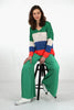 Wide Leg Palazzo Pants With Shirred Waist in Bright Green - Hauslife