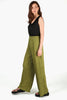 Wide Leg Plisse Trousers Waist in Olive Green - Hauslife