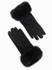 Zara Faux Fur Cuff Gloves - Black, Velvet - Hauslife