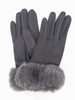 Zara Faux Fur Cuff Gloves - Dark Grey, Velvet - Hauslife