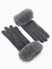 Zara Faux Fur Cuff Gloves - Dark Grey, Velvet - Hauslife