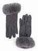 Zara Faux Fur Cuff Gloves - Dark Grey, Velvet - Hauslife