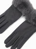 Zara Faux Fur Cuff Gloves - Dark Grey, Velvet - Hauslife