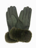 Zara Faux Fur Cuff Gloves - Khaki, Velvet - Hauslife
