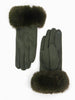 Zara Faux Fur Cuff Gloves - Khaki, Velvet - Hauslife