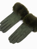 Zara Faux Fur Cuff Gloves - Khaki, Velvet - Hauslife
