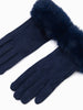 Zara Faux Fur Cuff Gloves - Navy Blue, Velvet - Hauslife