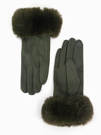 Zara Faux Fur Gloves - Khaki - Hauslife