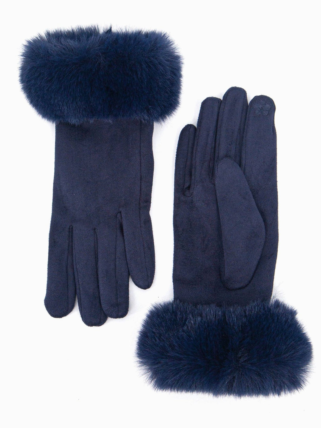 Zara Faux Fur Gloves - Navy Blue - Hauslife