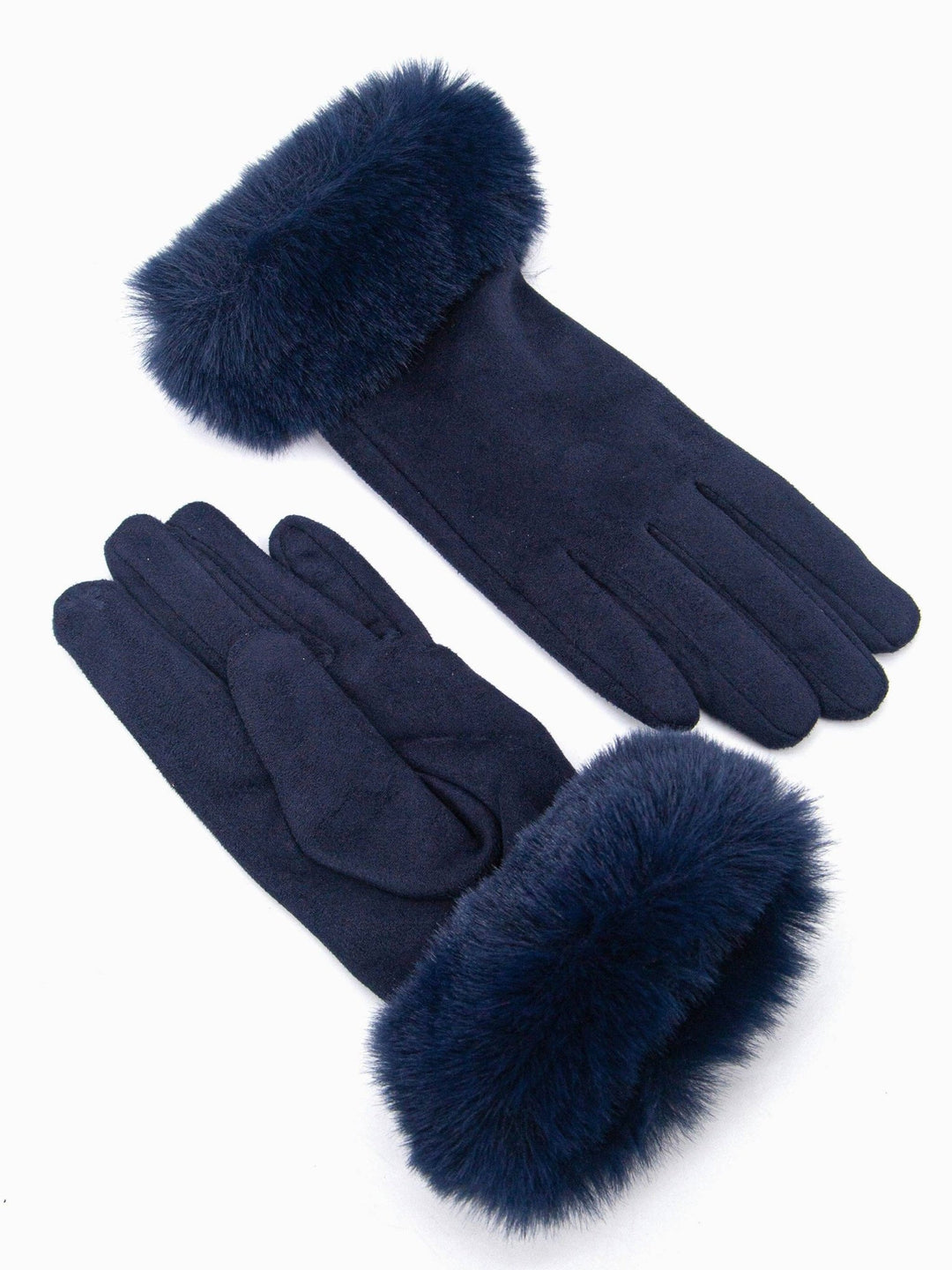 Zara Faux Fur Gloves - Navy Blue - Hauslife