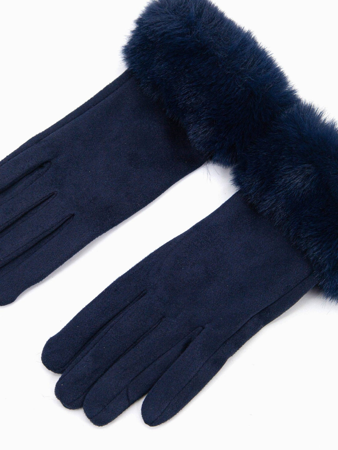 Zara Faux Fur Gloves - Navy Blue - Hauslife