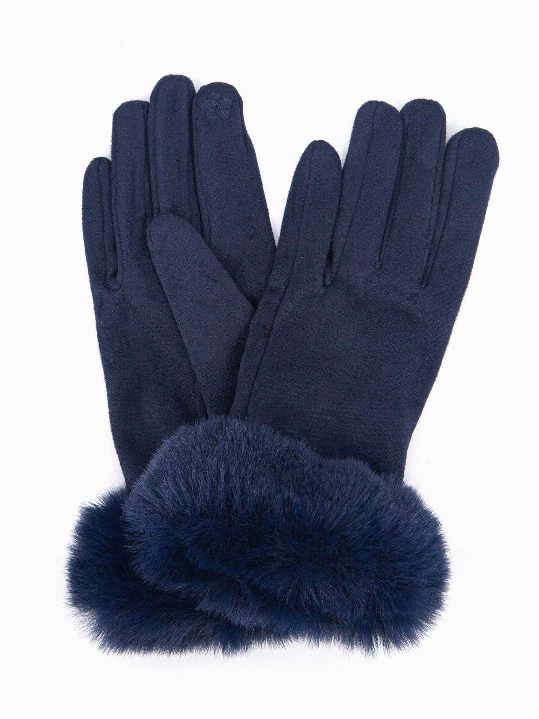 Zara Faux Fur Gloves - Navy Blue - Hauslife
