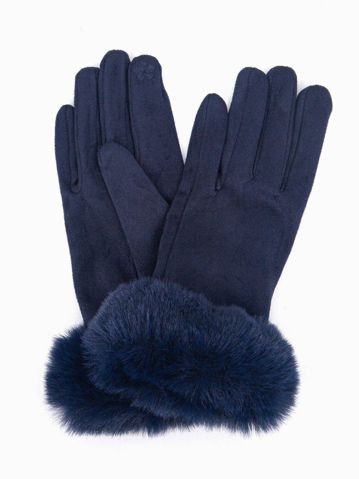 Zara Faux Fur Gloves - Navy Blue - Hauslife