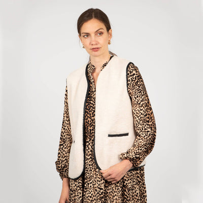 Zoe Lined Gilet - Cream, Borg/PU - Hauslife